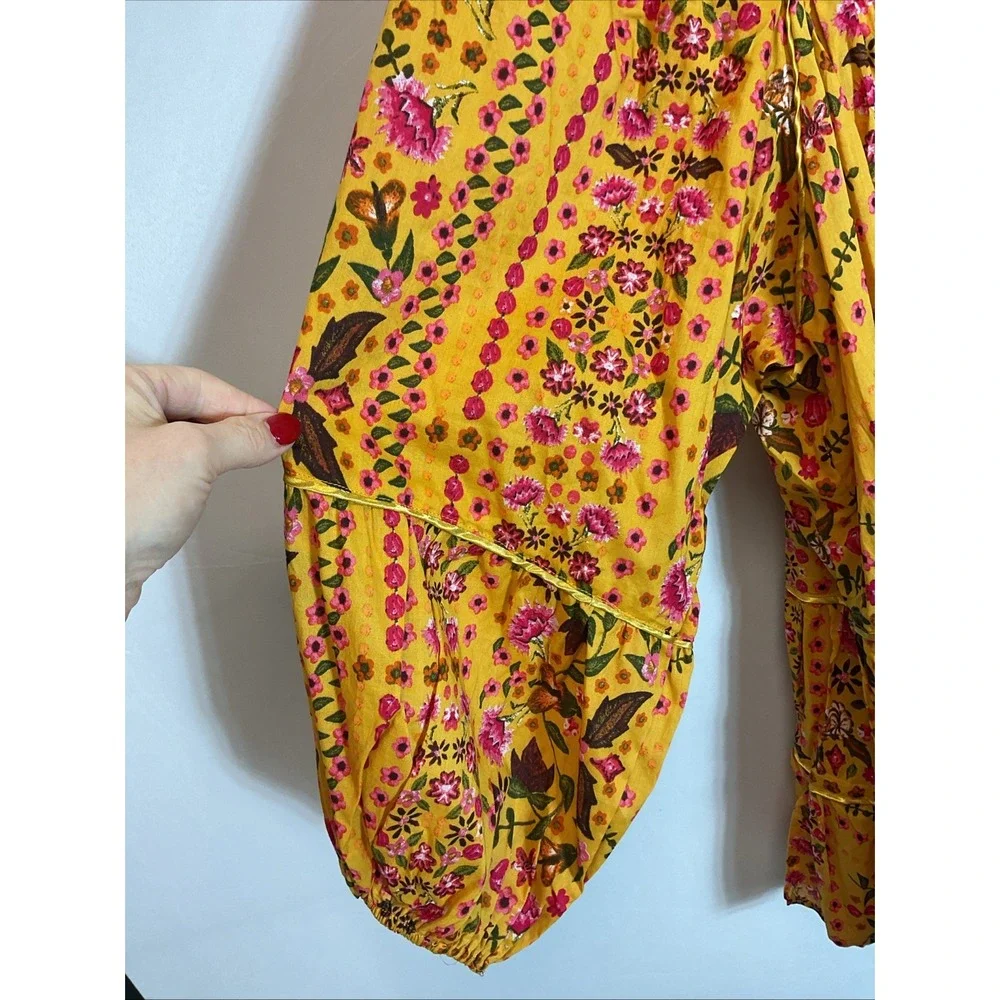 NEW Olivaceous‎ Ready For The Day Yellow Floral Flowy Long Sleeve Dress MD